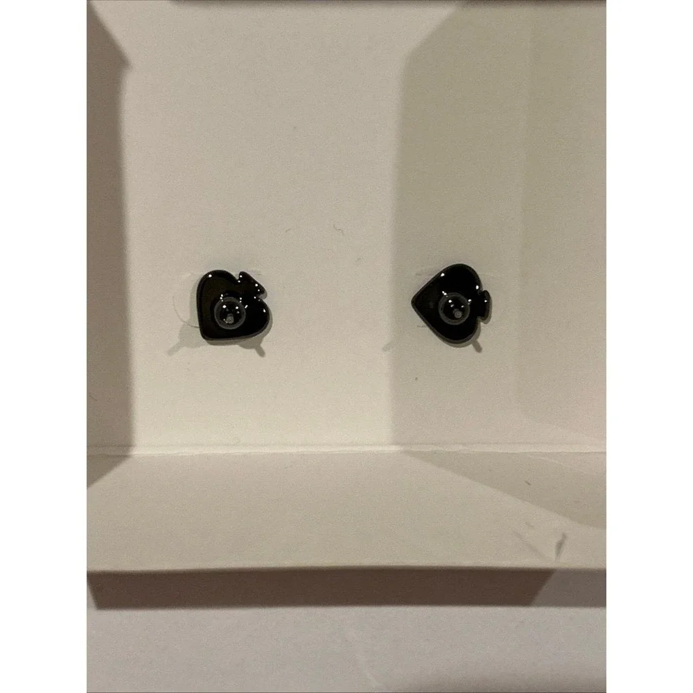 Kate Spade Sparkly Heart Stud Earrings Blue Multi Crystal Pave Open Box Gift